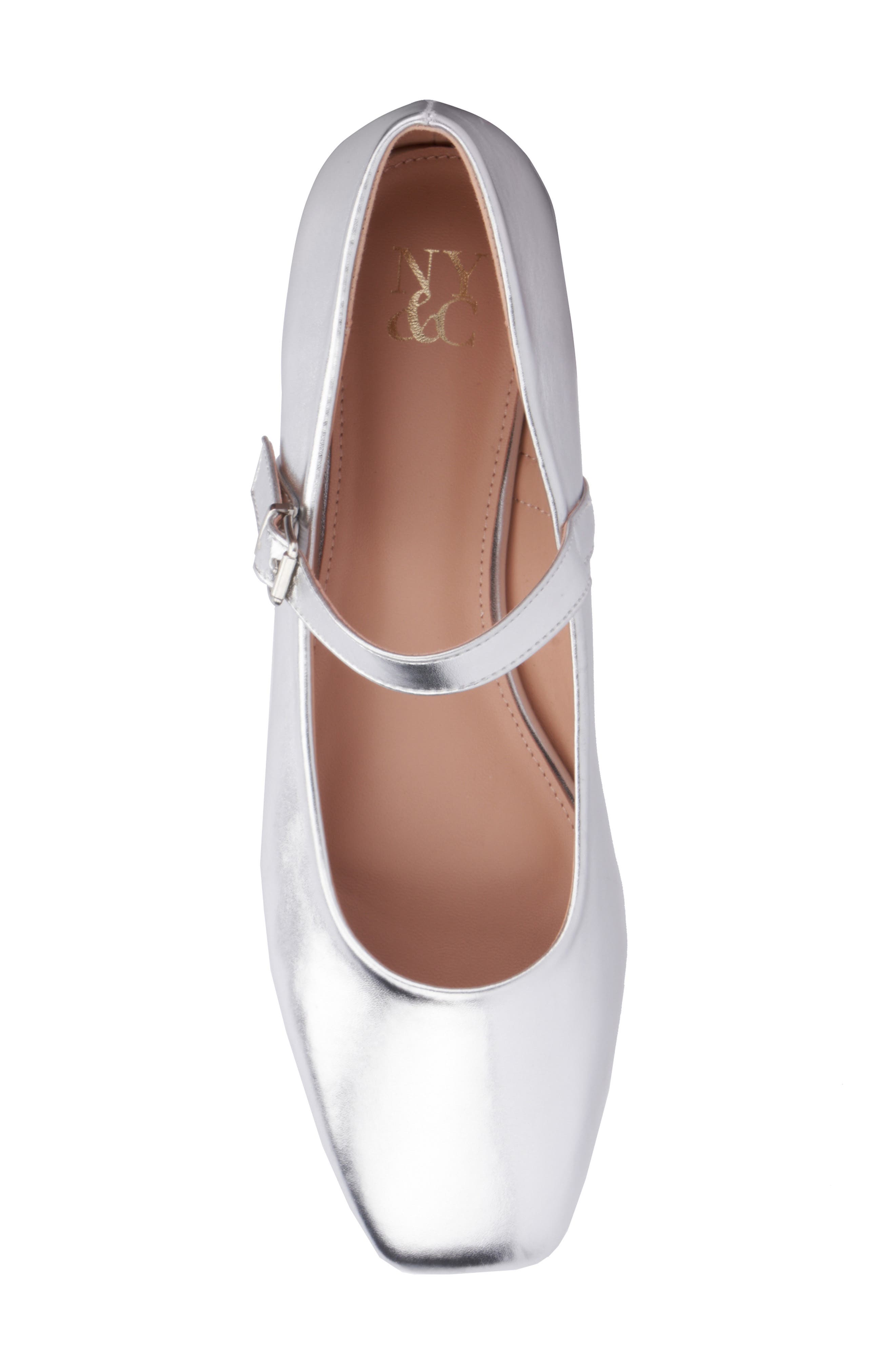 NEW YORK AND COMPANY Page Mary Jane Ballet Flat, Alternate, color, Silver Metallic