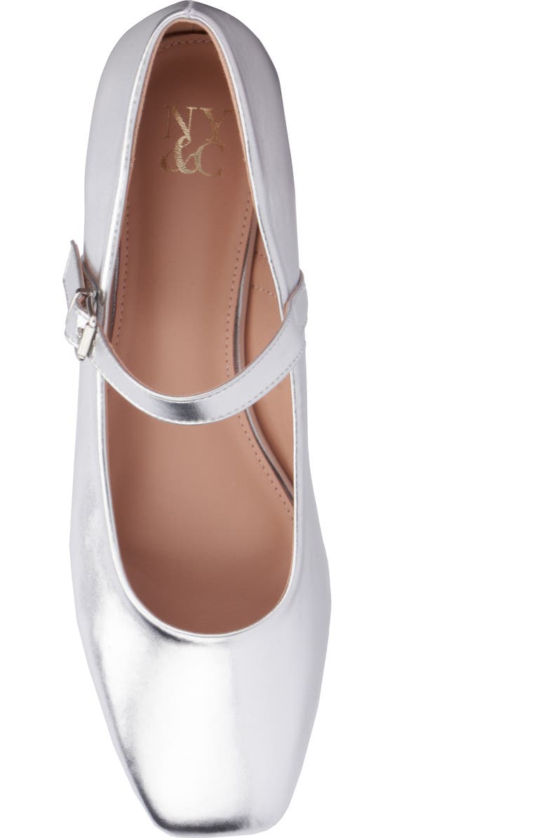 NEW YORK AND COMPANY Page Mary Jane Ballet Flat, Alternate, color, Silver Metallic
