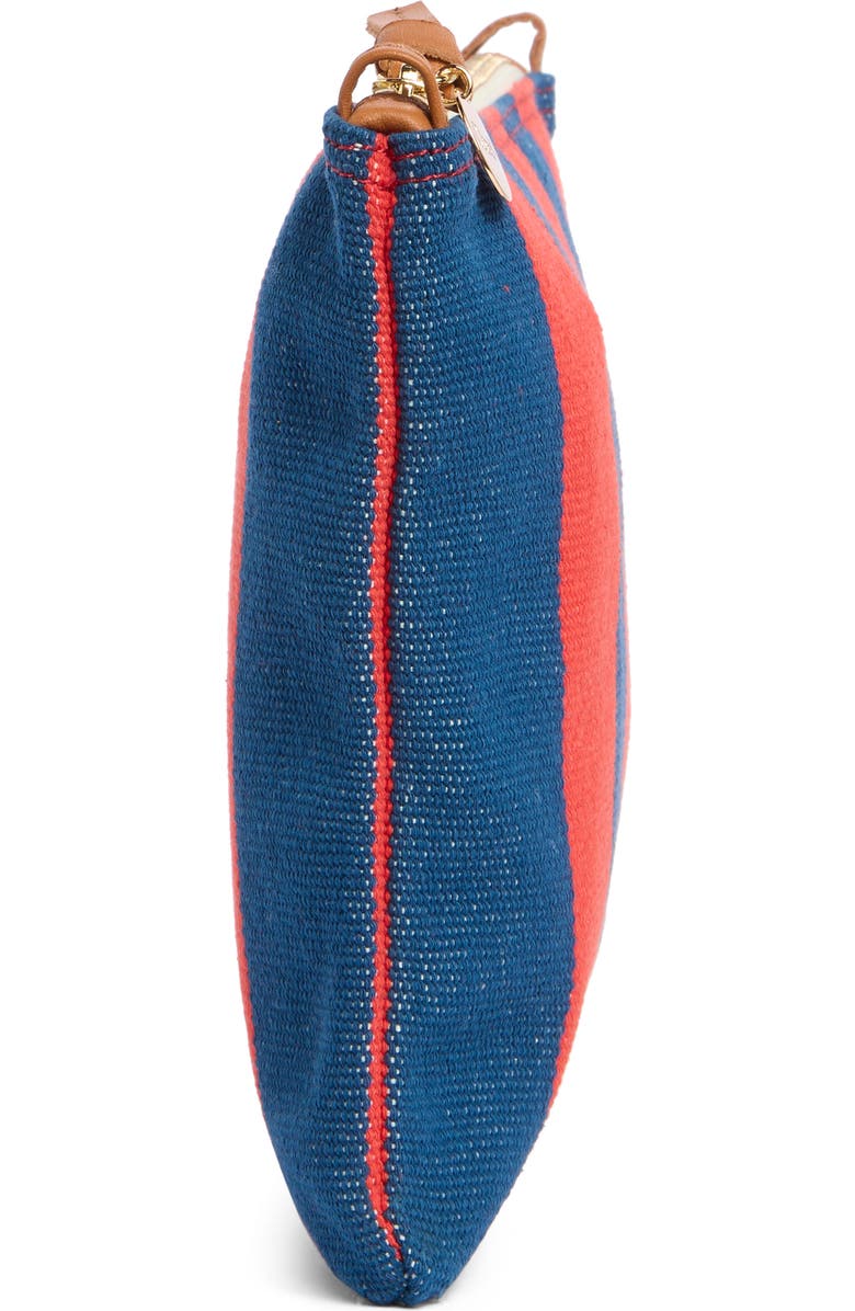 Clare V. Stripe Flat Clutch, Alternate, color, Poppy/ French Blue