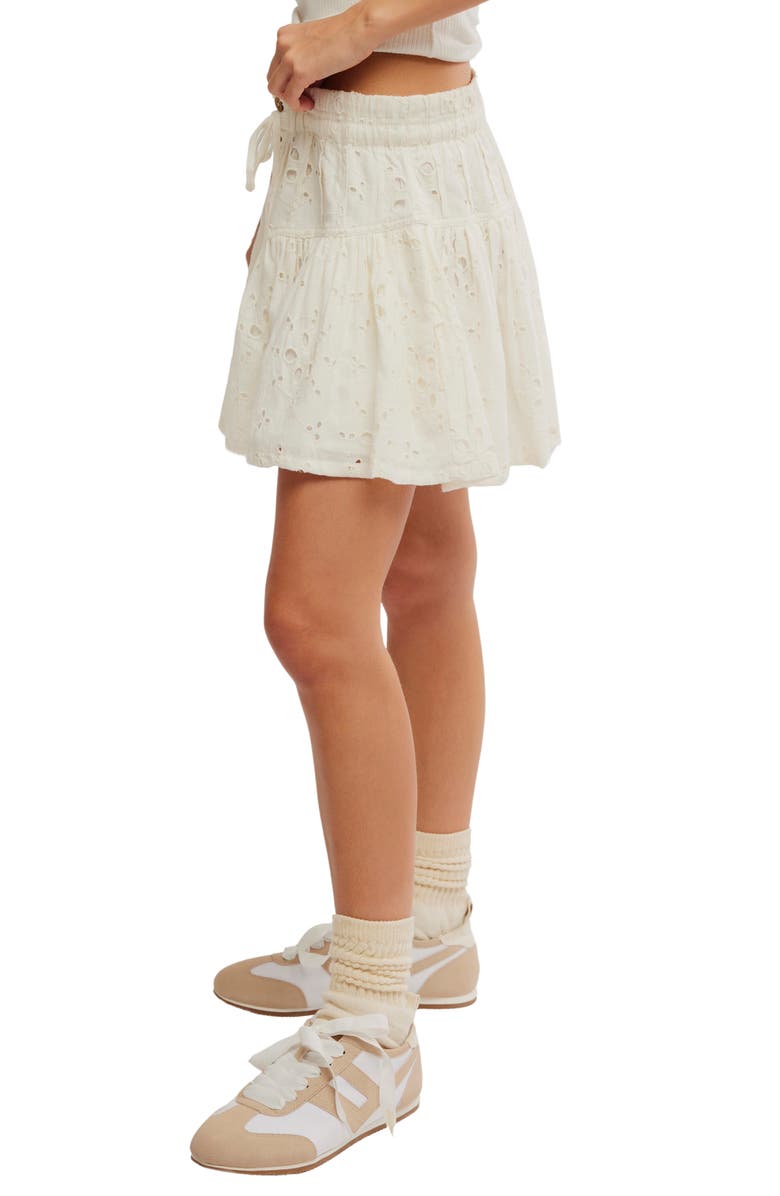 Free People Roselle Eyelet Tie Waist Miniskirt, Alternate, color, Ivory