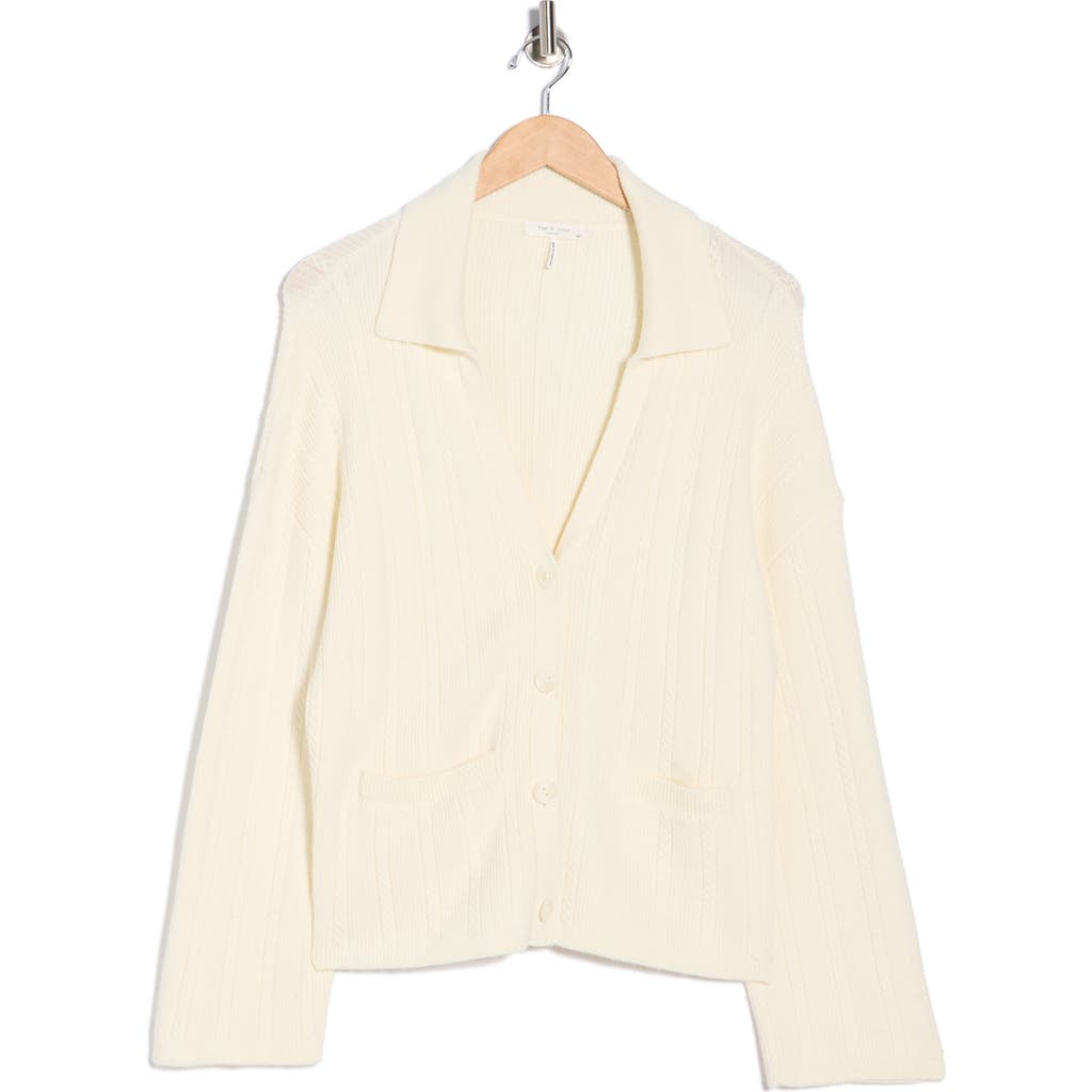 Rag & Bone Cynthia Johnny Collar Cable Knit Cardigan In Neutral