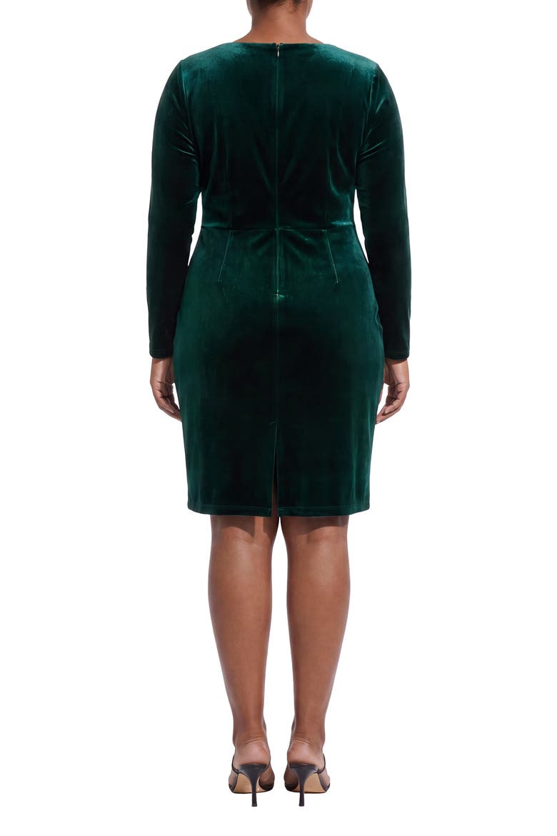 Side Ruched V-Neck Sheath Dress, Alternate, color, HUNTER