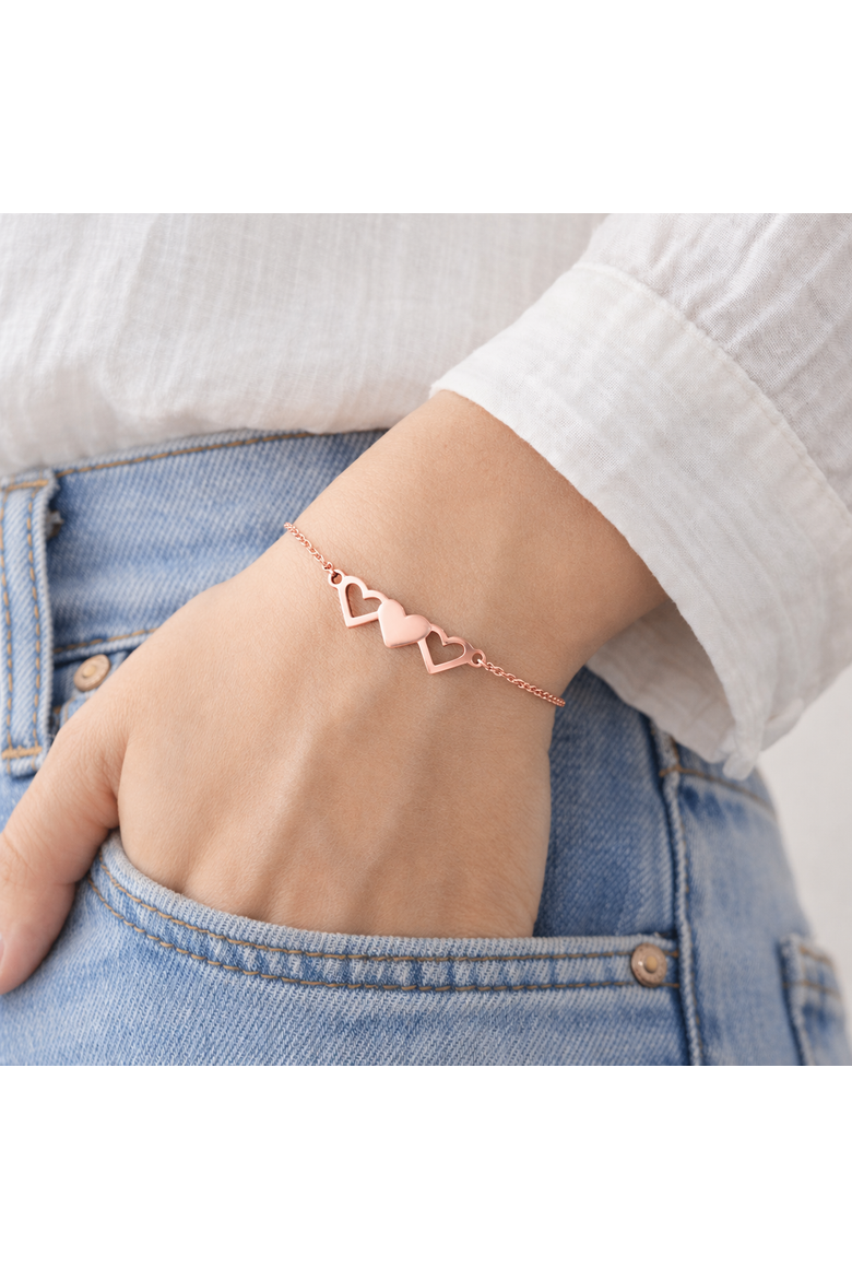 Rose-Flashed Heart Bracelet, Alternate, color, Rose
