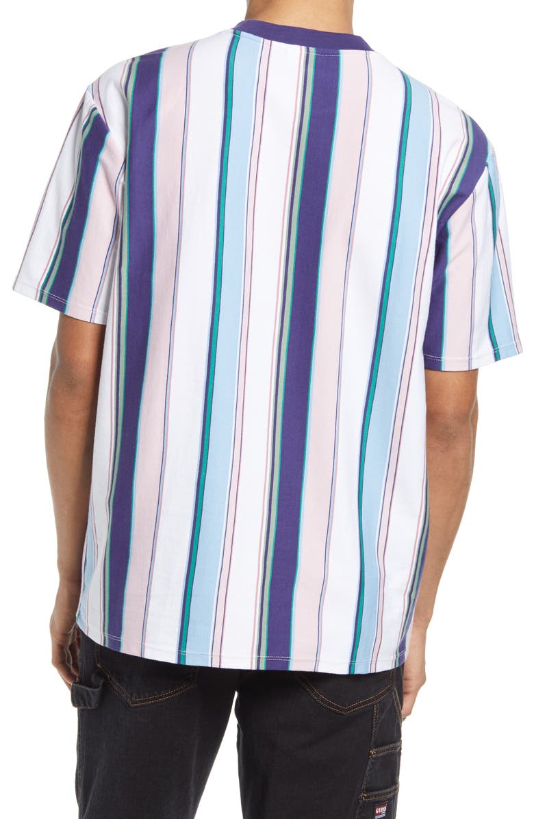 GUESS Men's Vertical Stripe Embroidered Logo T-Shirt, Alternate, color, 