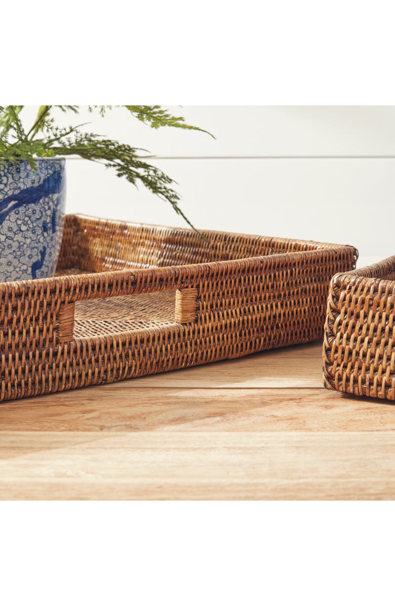 Napa Home & Garden Burma Rattan Ottoman Trays, Set Of 3, Alternate, color, Brown