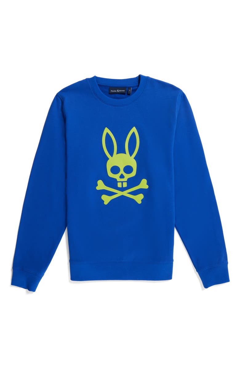 Psycho Bunny Posen Puff Logo Cotton French Terry Graphic Sweatshirt, Alternate, color, Surf The Web