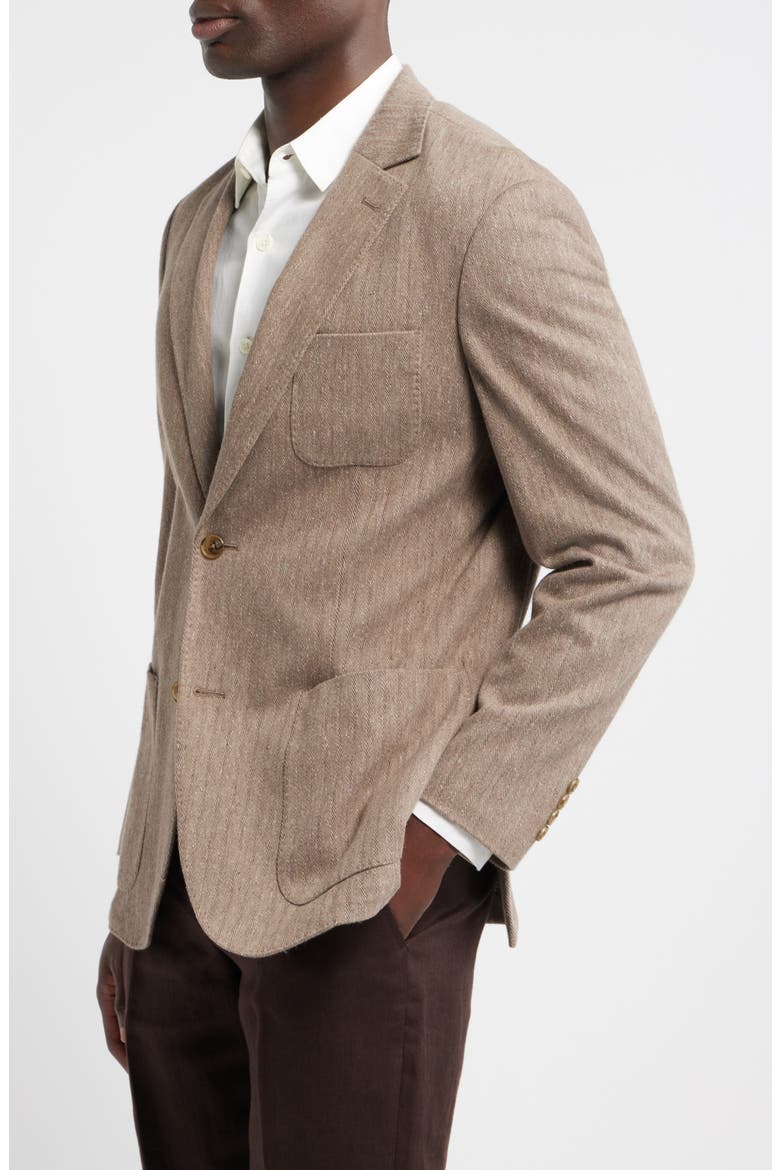 Henrik Trim Fit Brown Knit Herringbone Cotton & Linen Sport Coat, Alternate, color, TAN EERO HERRINGBONE TWILL