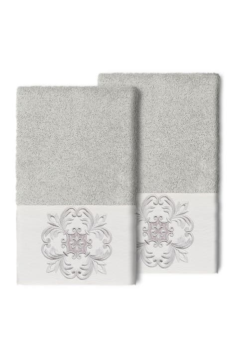 Alyssa Embellished Hand Towel - Set of 2 - Light Gray