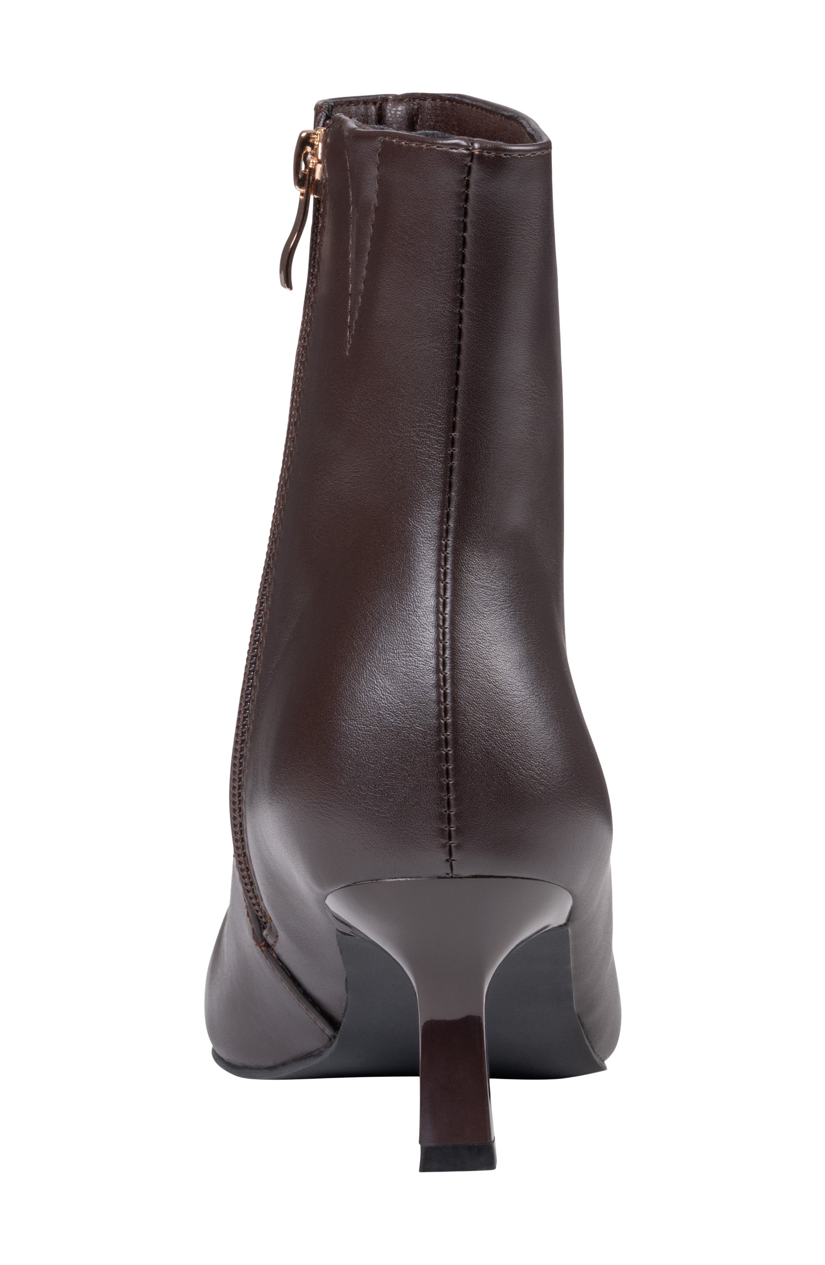 Rilan Pointed Toe Faux Leather Bootie, Alternate, color, BROWN