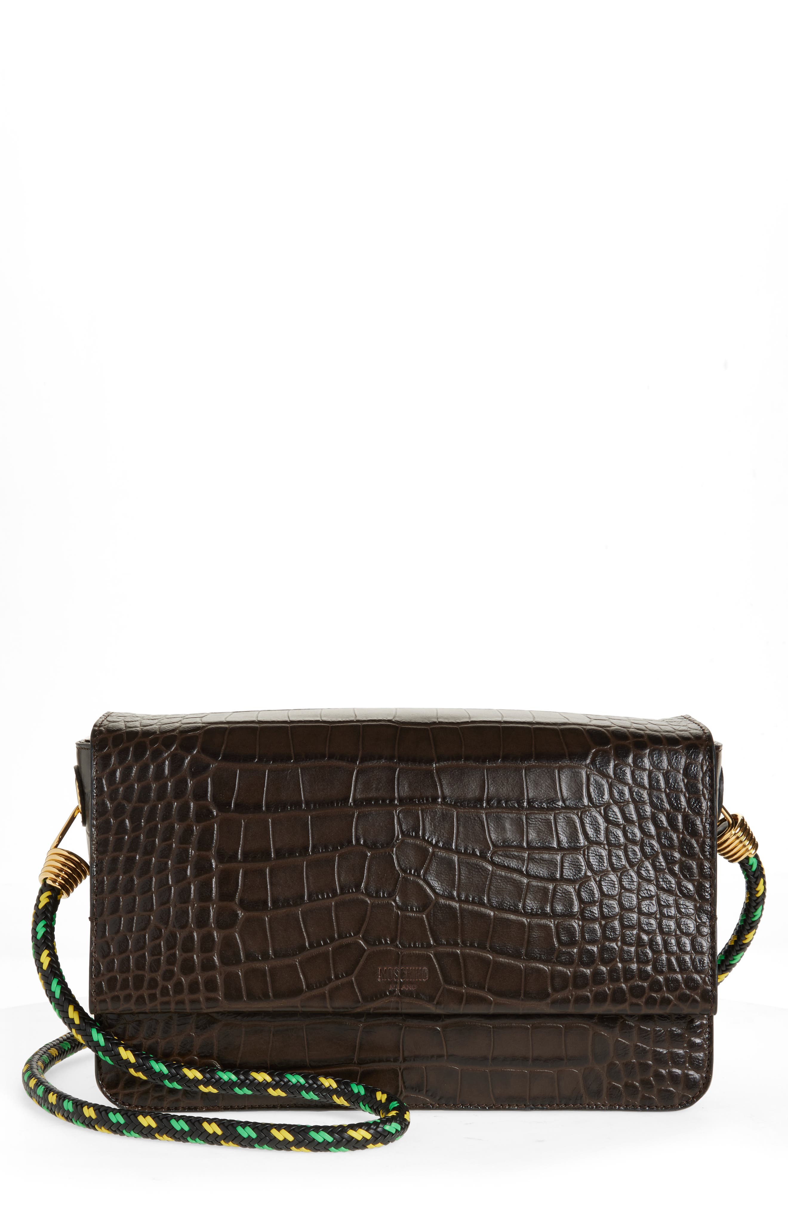 Moschino Braided Cord Leather Shoulder Bag, Main, color, 