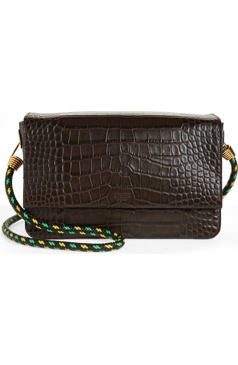 Moschino Braided Cord Leather Shoulder Bag, Main, color,