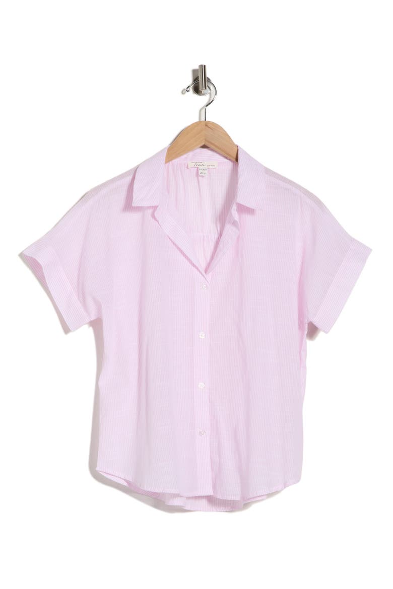 The Ruched Button-Up Shirt, Alternate, color, FRENCH ROSE