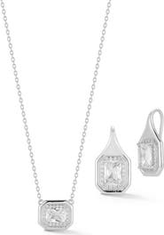 GLAZE JEWELRY Cubic Zirconia Pendant Necklace & Drop Earrings Set