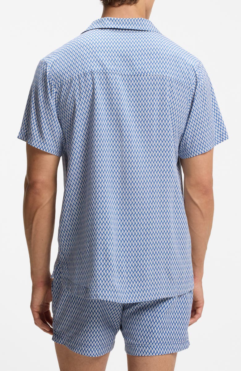 BOSS Geo Print Camp Shirt, Alternate, color, Open Blue