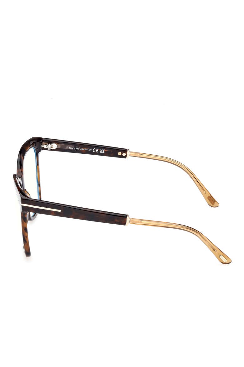 56mm Square Blue Light Blocking Optical Glasses, Alternate, color, HAVANA ROSE GOLD / T LOGO