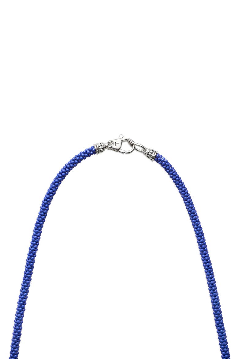 Men's Silver Station Matte Blue Caviar Beaded Ceramic Necklace, Alternate, color, BLUE