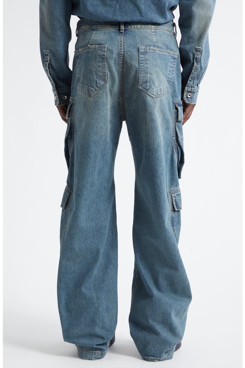 Distressed Straight Leg Cargo Jeans, Alternate, color, WASHED INDIGO