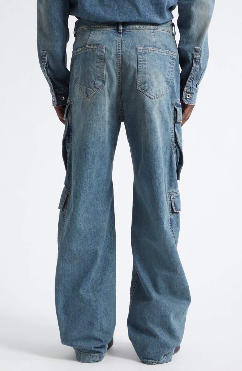 Rick Owens DRKSHDW Distressed Straight Leg Cargo Jeans, Alternate, color, Washed Indigo