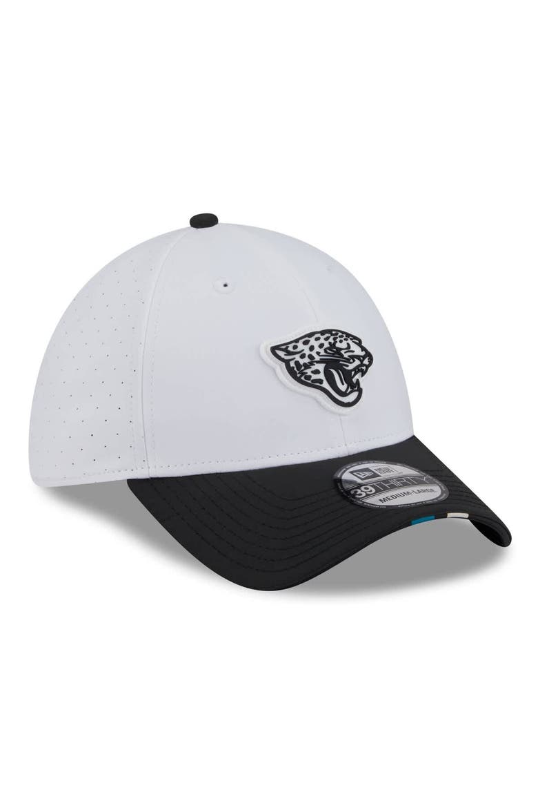 Men's New Era  White/Black Jacksonville Jaguars 2025 NFL Training Camp 39THIRTY Flex Hat, Alternate, color, White