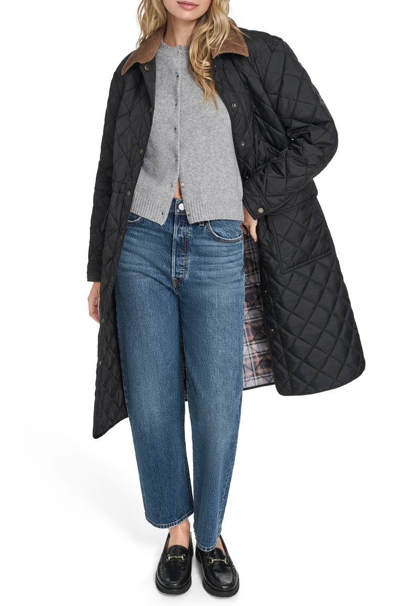 Levi's<sup>®</sup> Diamond Quilted Hooded Long Coat, Alternate, color, Black