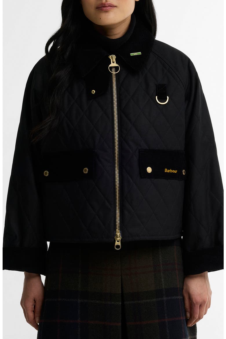 Icons Spey Quilted Waxed Cotton Jacket, Main, color, BLACK/ CLASSIC