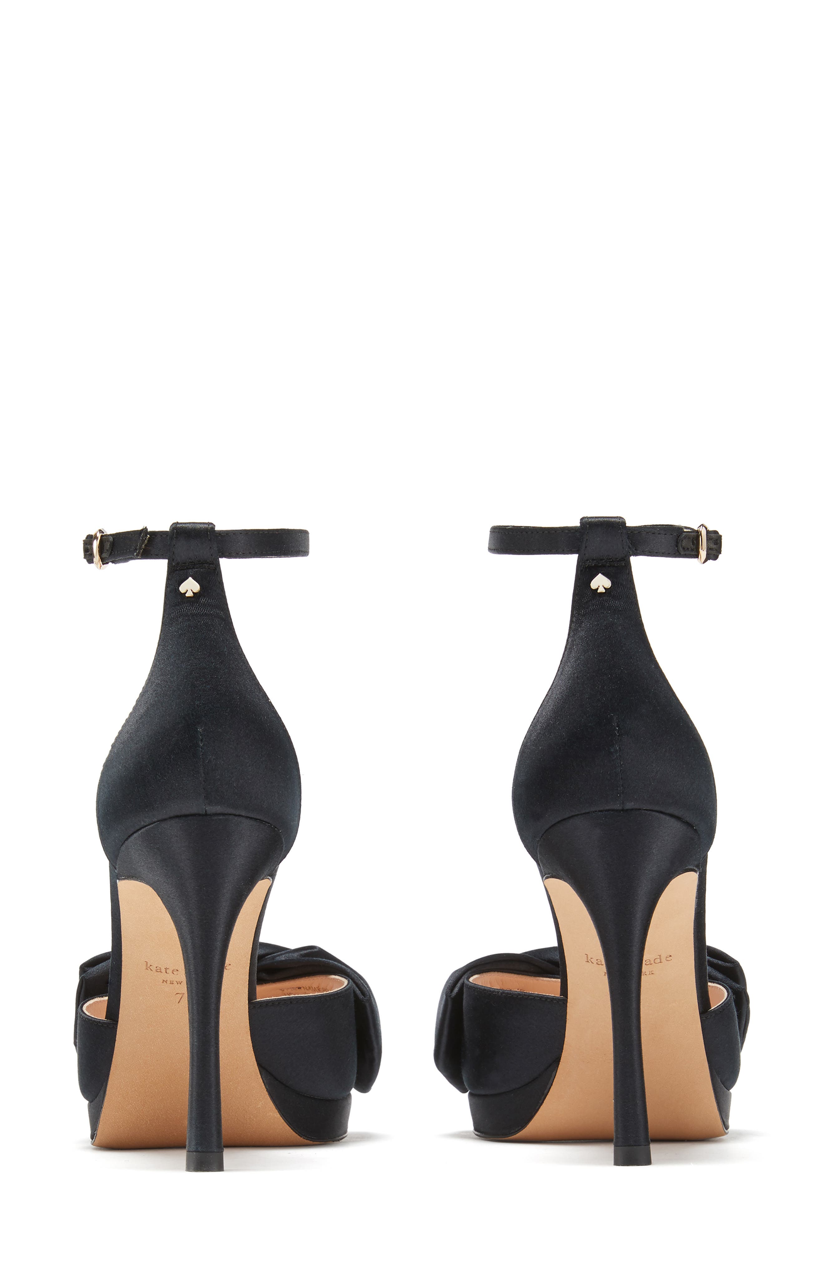 Kate Spade New York bow ankle strap sandal, Alternate, color, Black Fabric