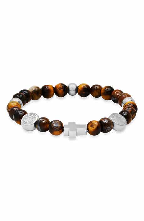 Men's Beaded Cross Stretch Bracelet