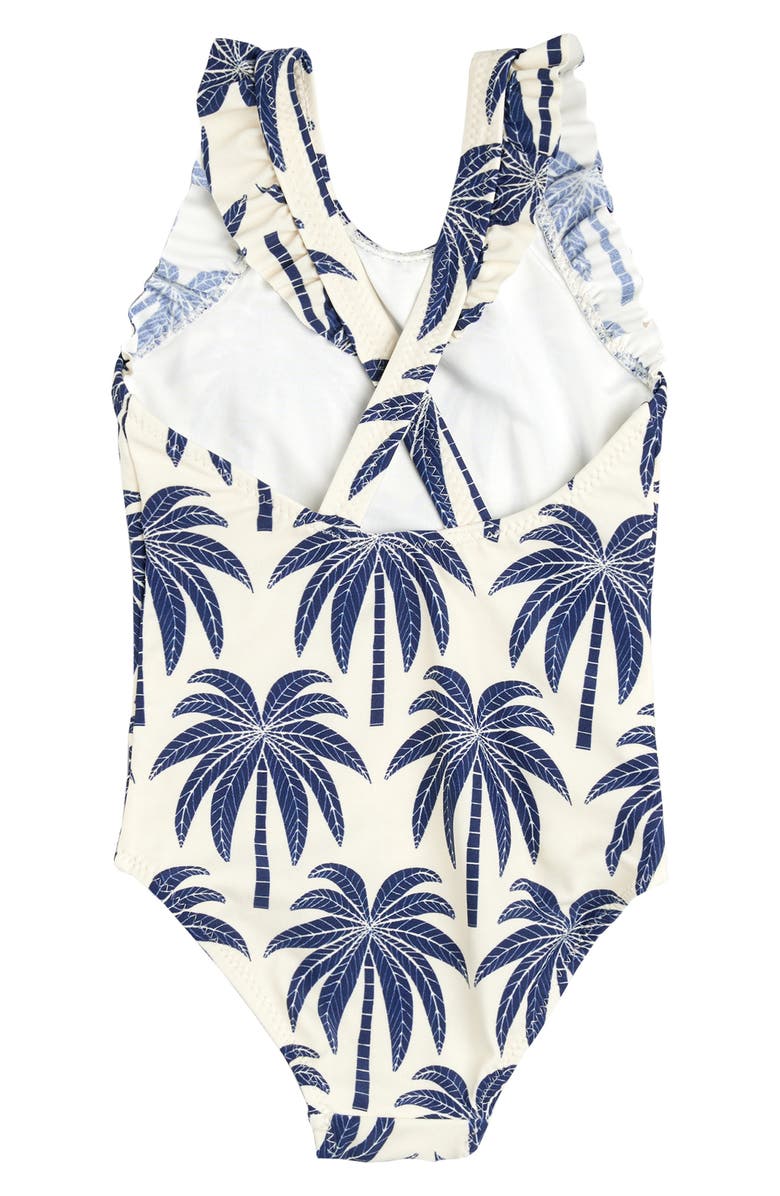 MILES THE LABEL Kids' Palm Tree Print One-Piece Rashguard Swimsuit, Alternate, color, 