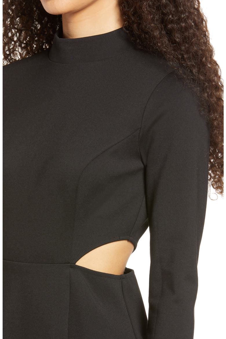 Awestruck Long Sleeve Cutout Dress, Alternate, color, BLACK