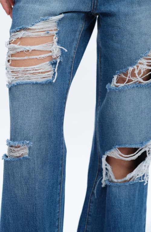 Bayeas Rita Ripped Super High Waist Wide Leg Jeans In Blue
