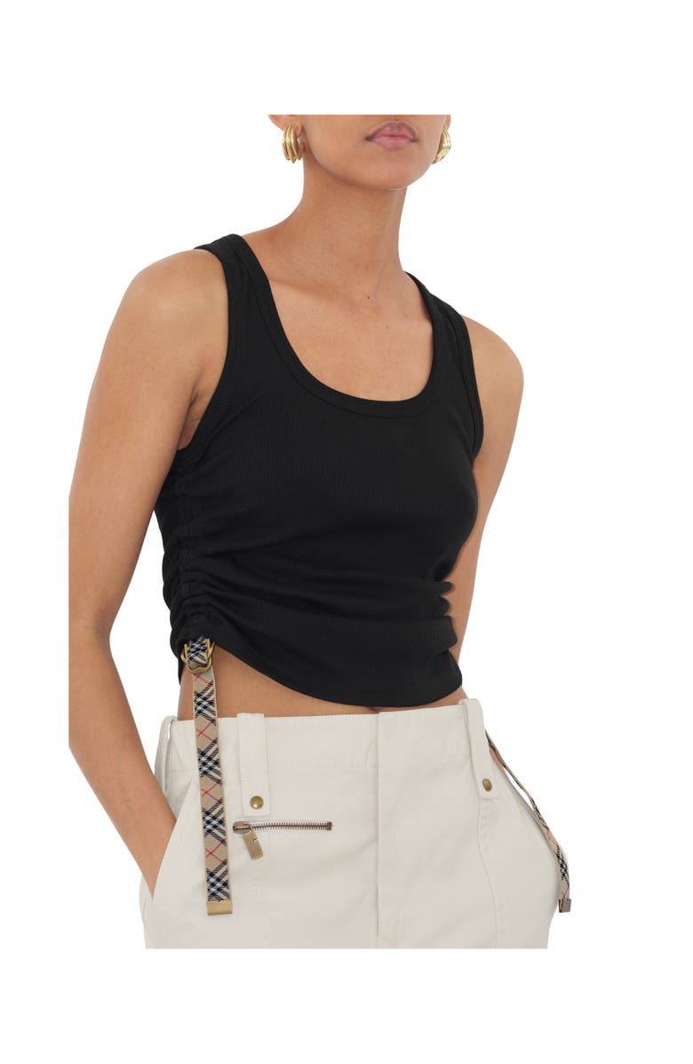 Burberry Festival Cotton Blend Tank Top, Alternate, color, Black