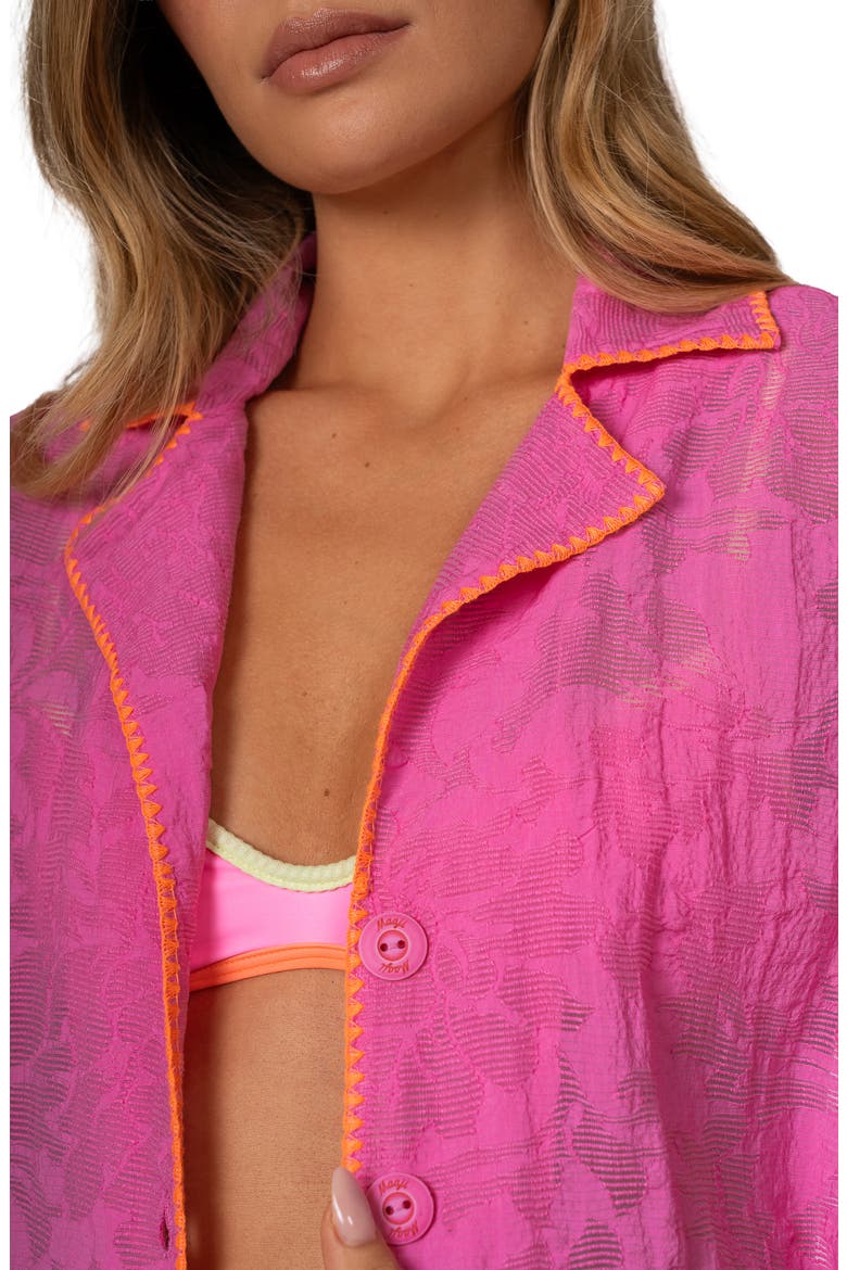 Octavia Fuchsia Flower Cover-Up Shirt, Alternate, color, DARK PINK