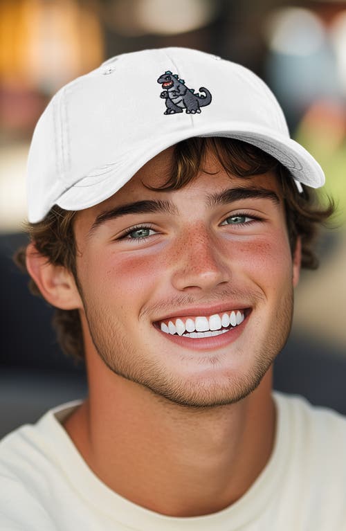 Dalix Giant Lizard Embroidered Dad Hat In White
