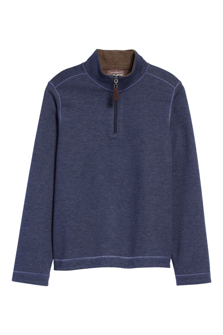 Kids' Solid Reversible Quarter Zip Pullover, Main, color, NAVY/ BROWN