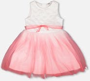 Deux par Deux Bi-Material Pleated Mesh Sleeveless Dress