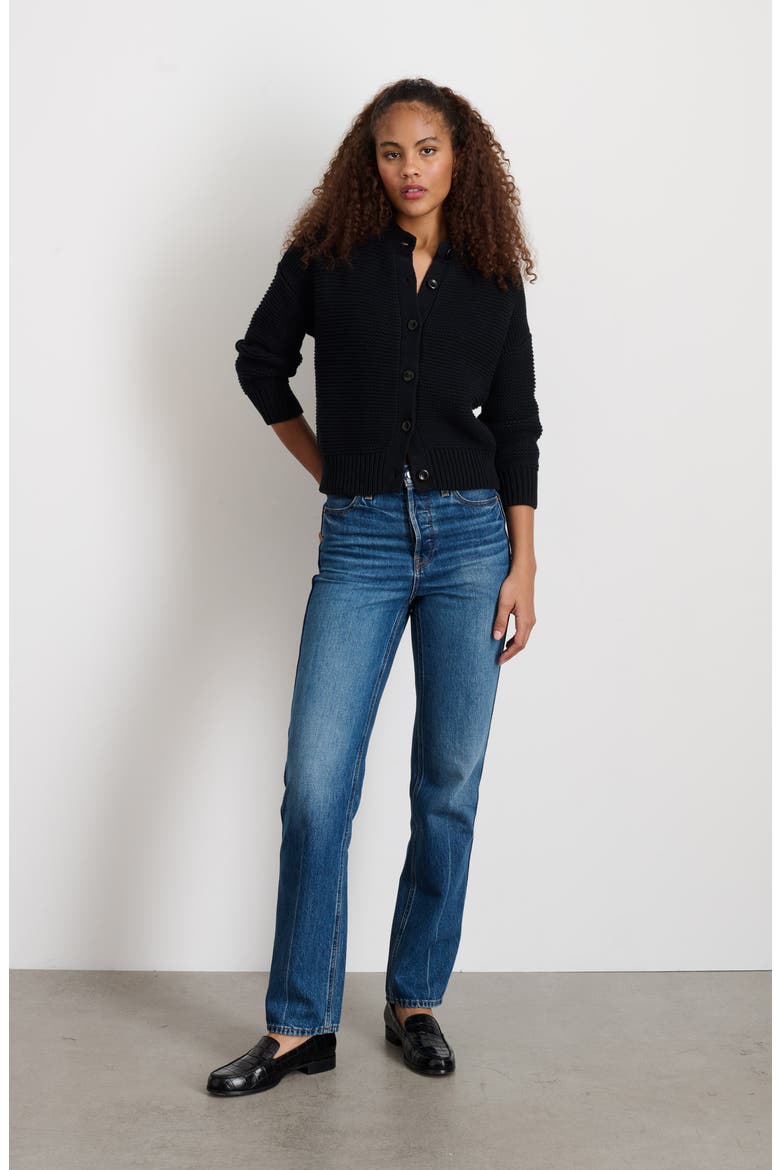Chunky Cotton Cardigan, Alternate, color, BLACK