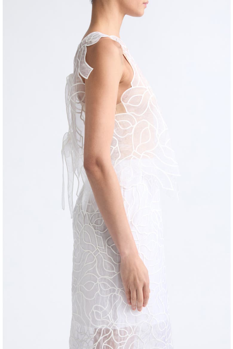 Aya Embroidered Crop Organza Top, Alternate, color, WHITE