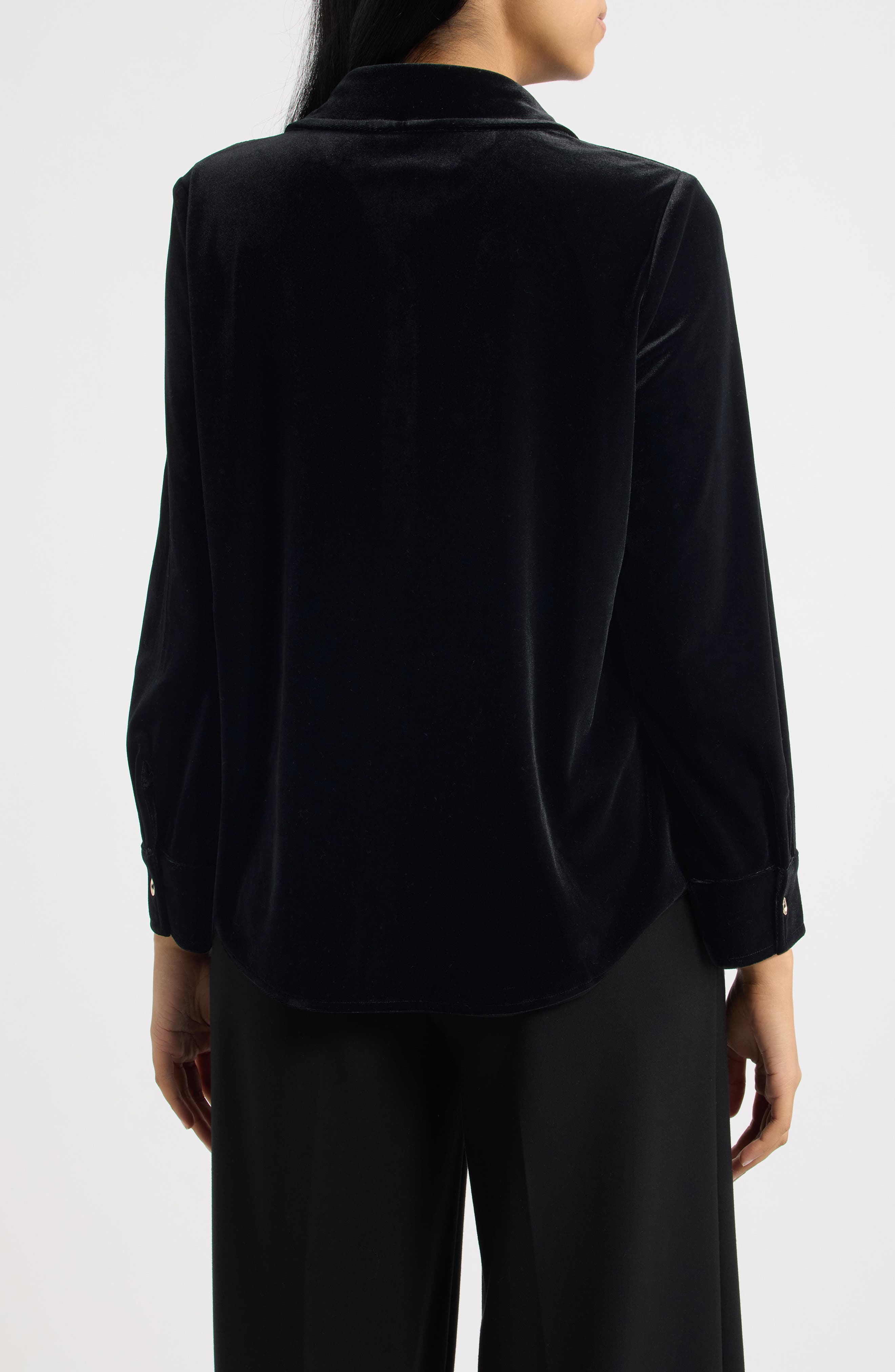 AK ANNE KLEIN Velvet Button Front Shirt (Women) | Nordstrom