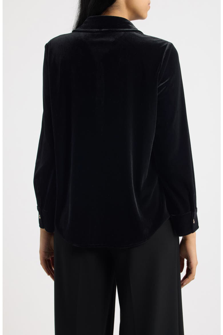 Velvet Button Front Shirt, Alternate, color, ANNE BLACK