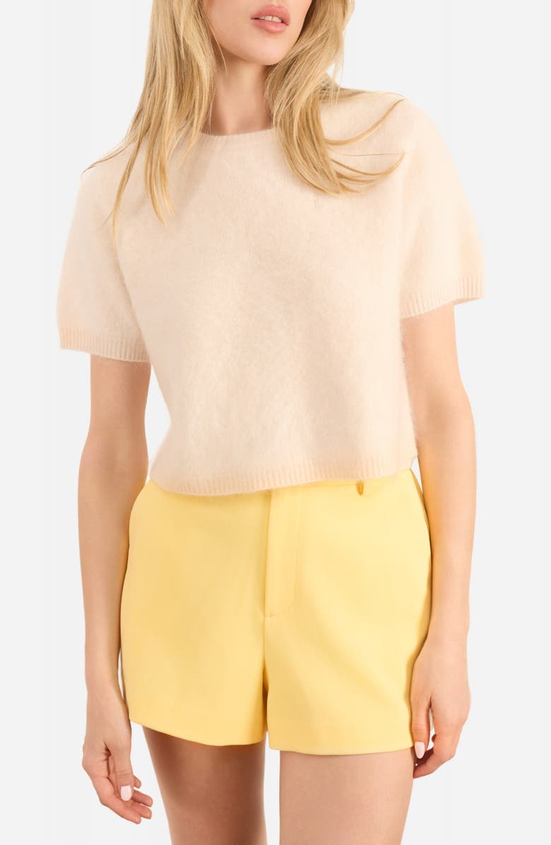 CAMI NYC Eugeny Short Sleeve Cashmere Sweater, Main, color, Macadamia