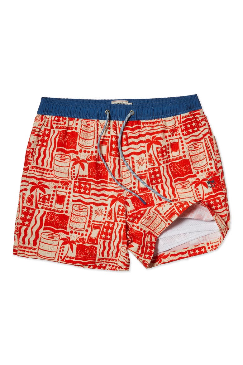 Pourth of July Happy Hour 5-Inch Swim Trunks, Alternate, color, CREAM
