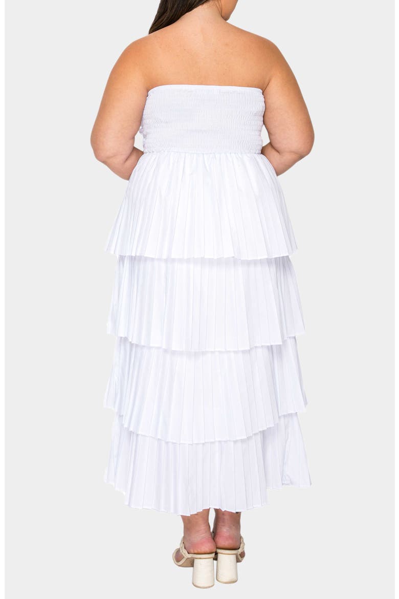 Eleni Strapless Pleated Tiered Cocktail Dress, Alternate, color, WHITE