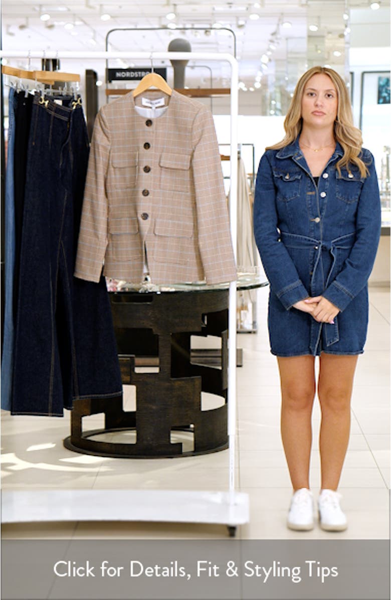 Orrin Windowpane Plaid Collarless Jacket, sales video thumbnail