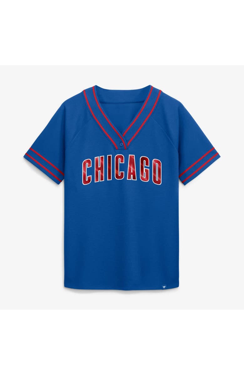 FANATICS Women's Fanatics Royal Chicago Cubs Diva Race Ahead Raglan V-Neck T-Shirt, Alternate, color, Royal