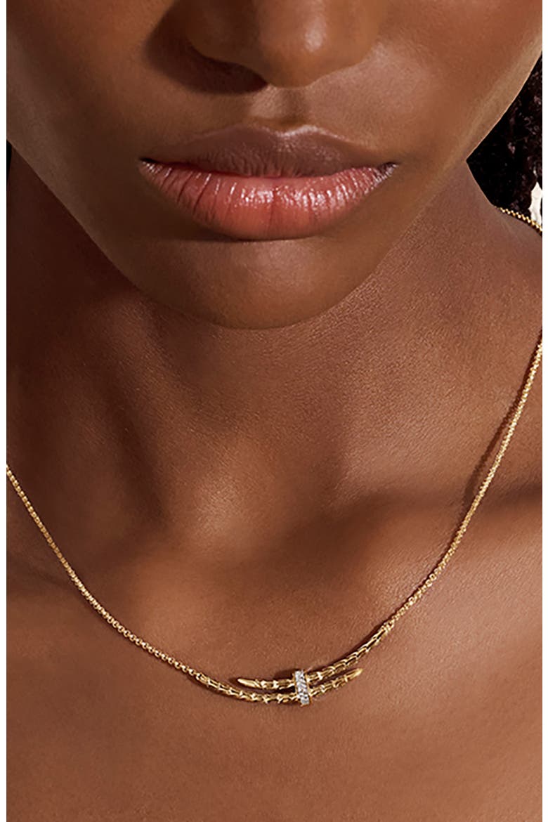 Pavé Diamond Spear Station Necklace, Alternate, color, GOLD