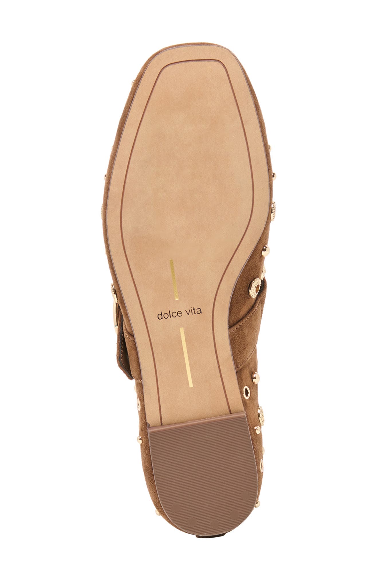 Mella Stud Leather Mary Jane Flat, Alternate, color, COCOA SUEDE