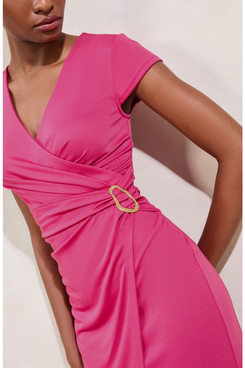 Hardware Wrap Midi Dress, Alternate, color, MAGENTA PINK