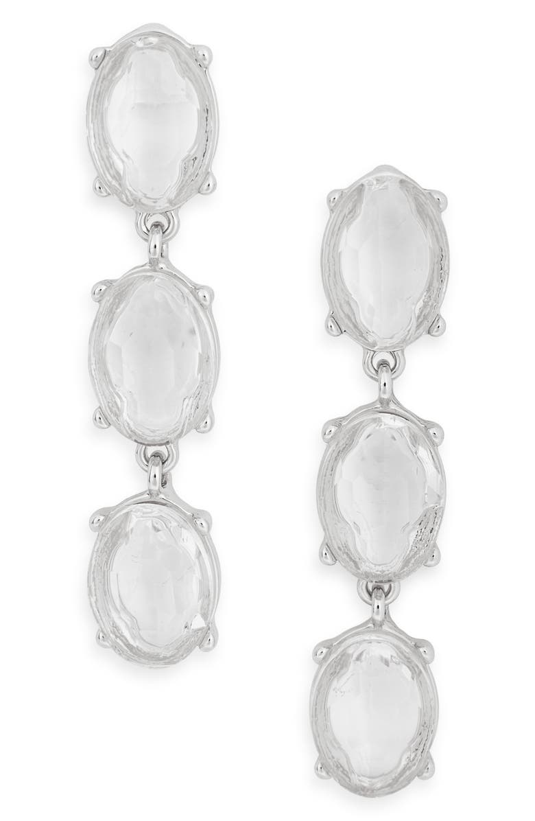 Leith Triple Drop Earrings, Alternate, color, Clear- Silver