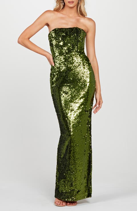 Serena Sequin Strapless Gown