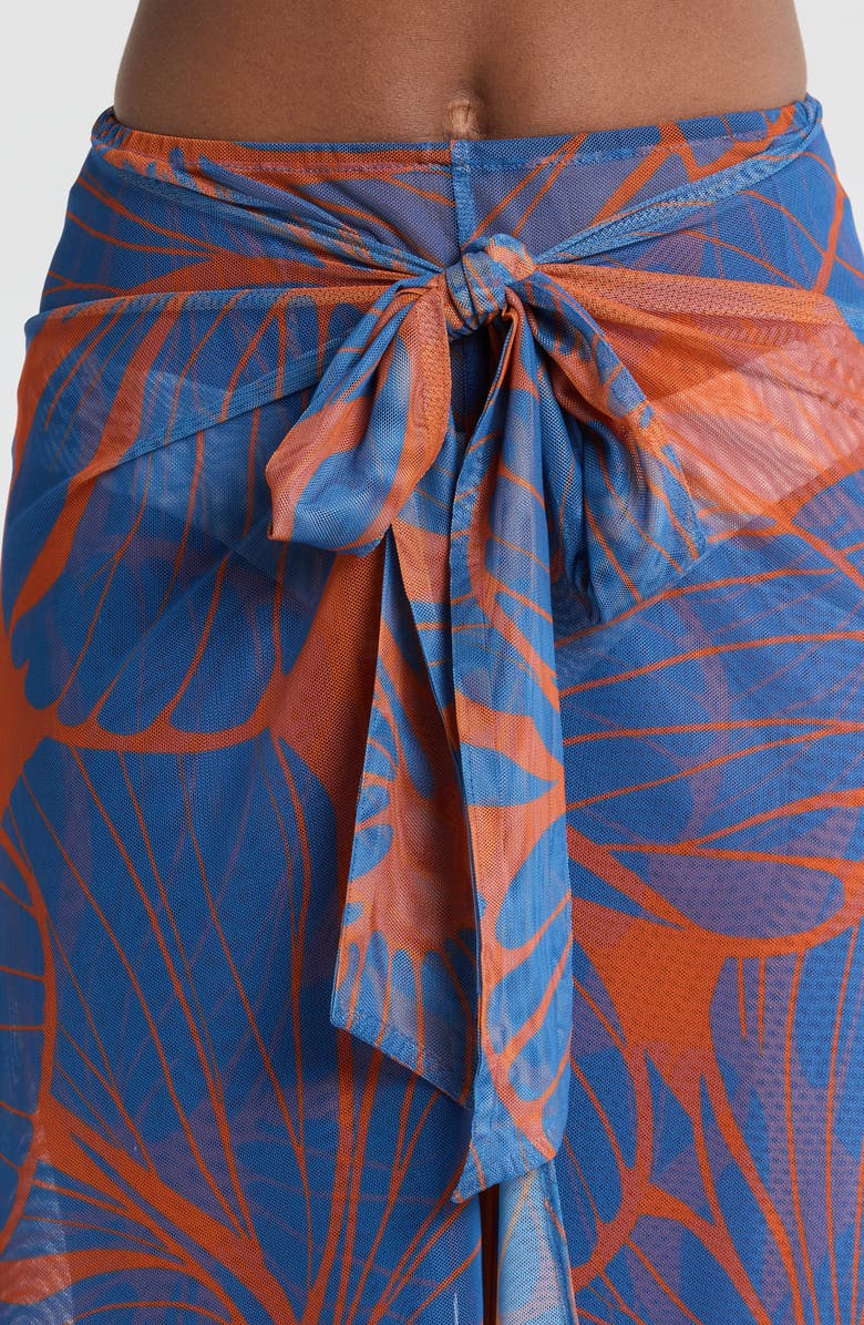 Hutch Floral Tie Waist Wide Leg Cover-Up Pants, Alternate, color, Copper Block Print Plumeria